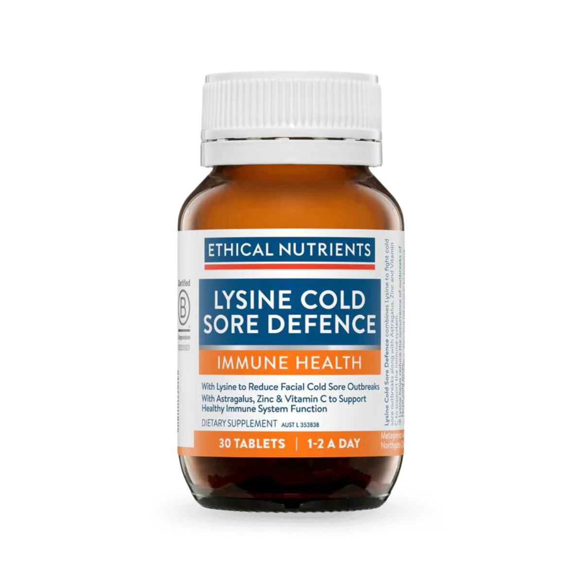 Ethical Nutrients Lysine Cold Sore Defence 30 Tablets