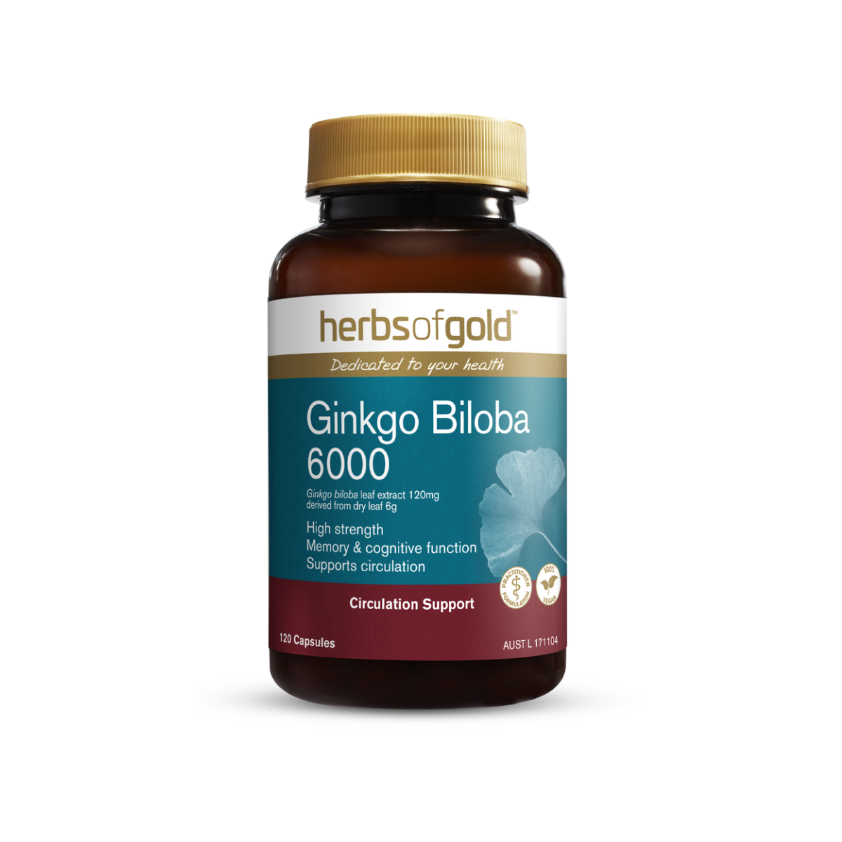 Herbs Of Gold Ginkgo Biloba 6000 120 Capsules