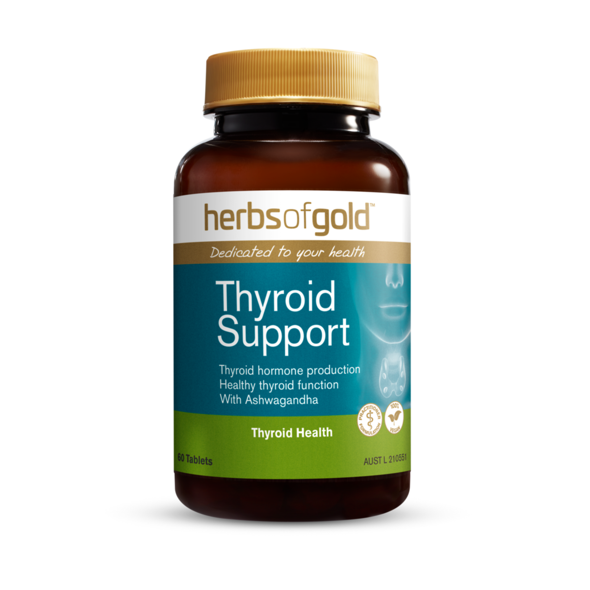 Herbs Of Gold Thyroid Support 60 Tablets 