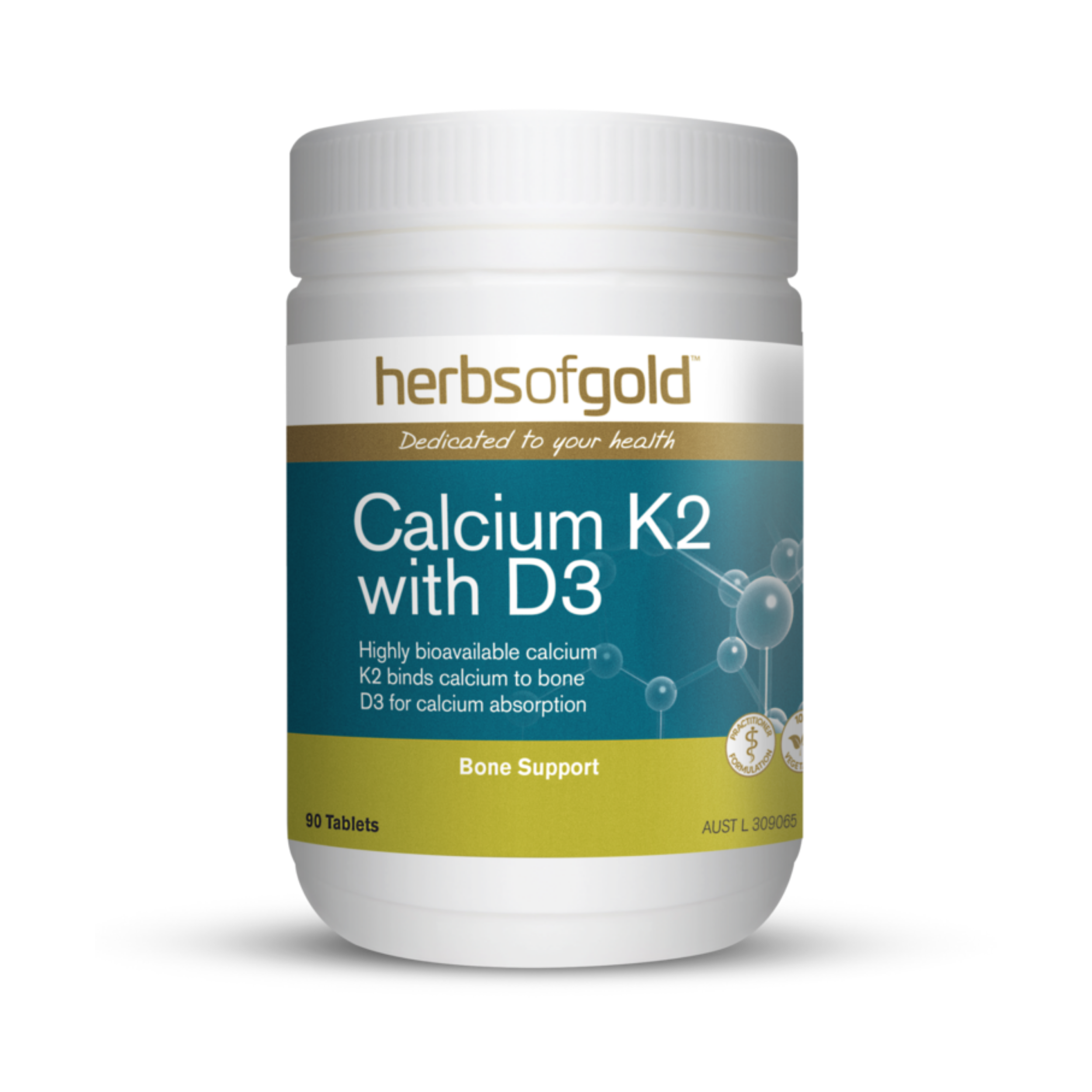 Herbs Of Gold Calcium K2 with D3 90 Tablets