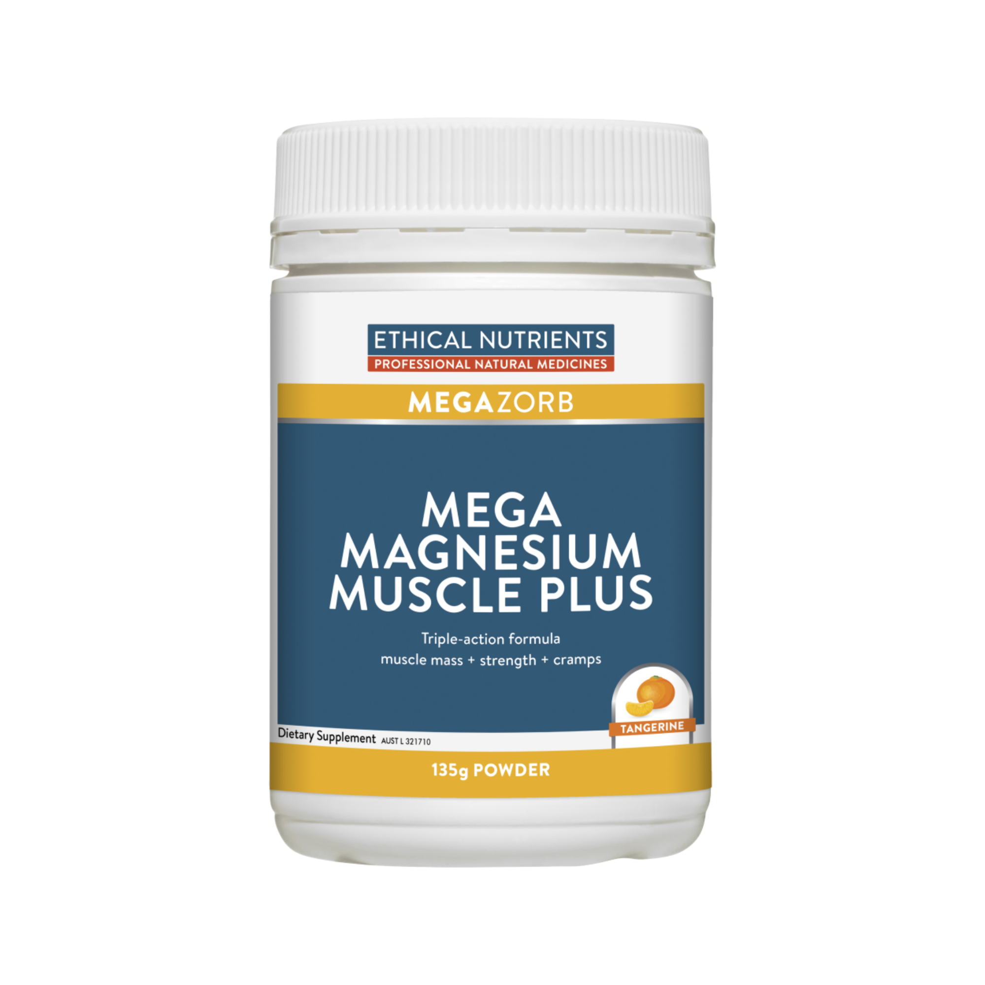 Ethical Nutrients Mega Magnesium Muscle Plus Powder Tangerine 135g
