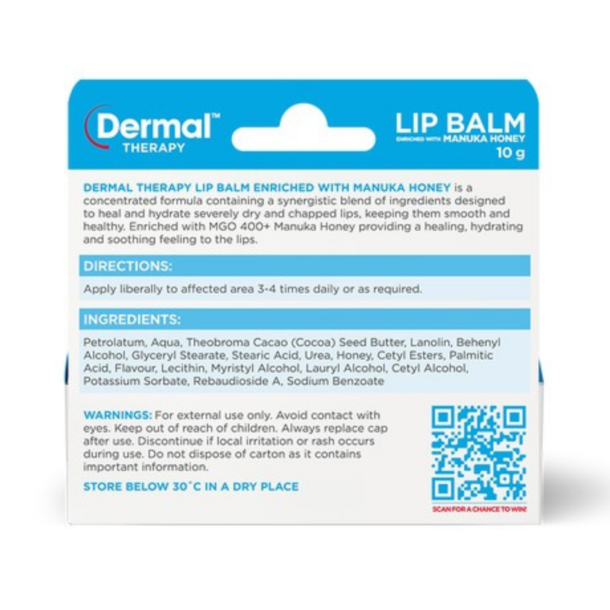 Dermal Therapy Lip Balm Enriched With Manuka Honey 10g