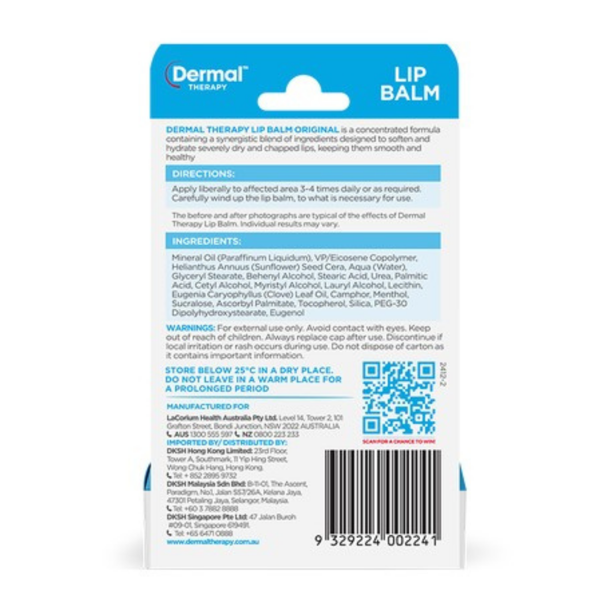 Dermal Therapy Lip Balm Original Stick 4.8g