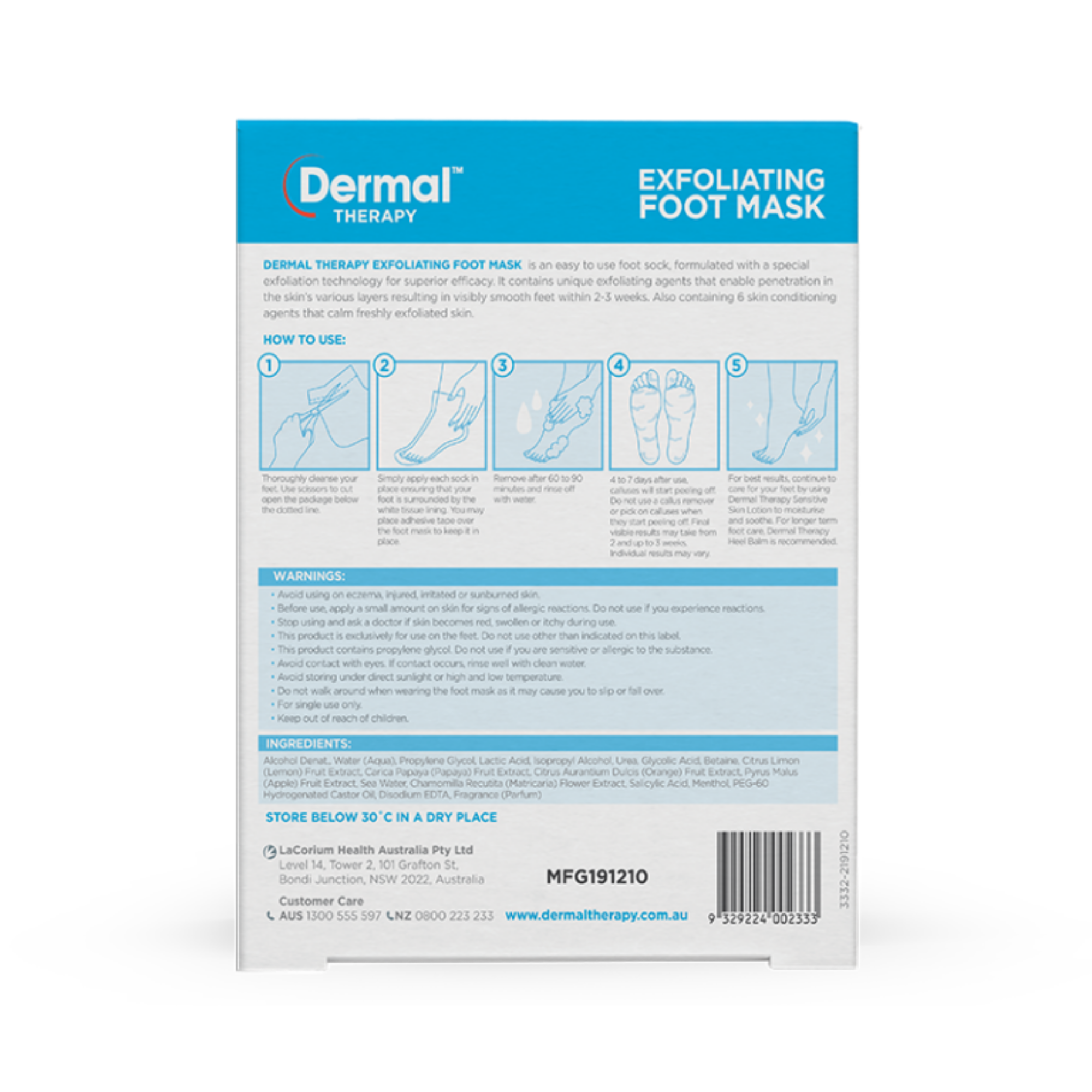 Dermal Therapy Exfoliating Foot Mask 1 Pair