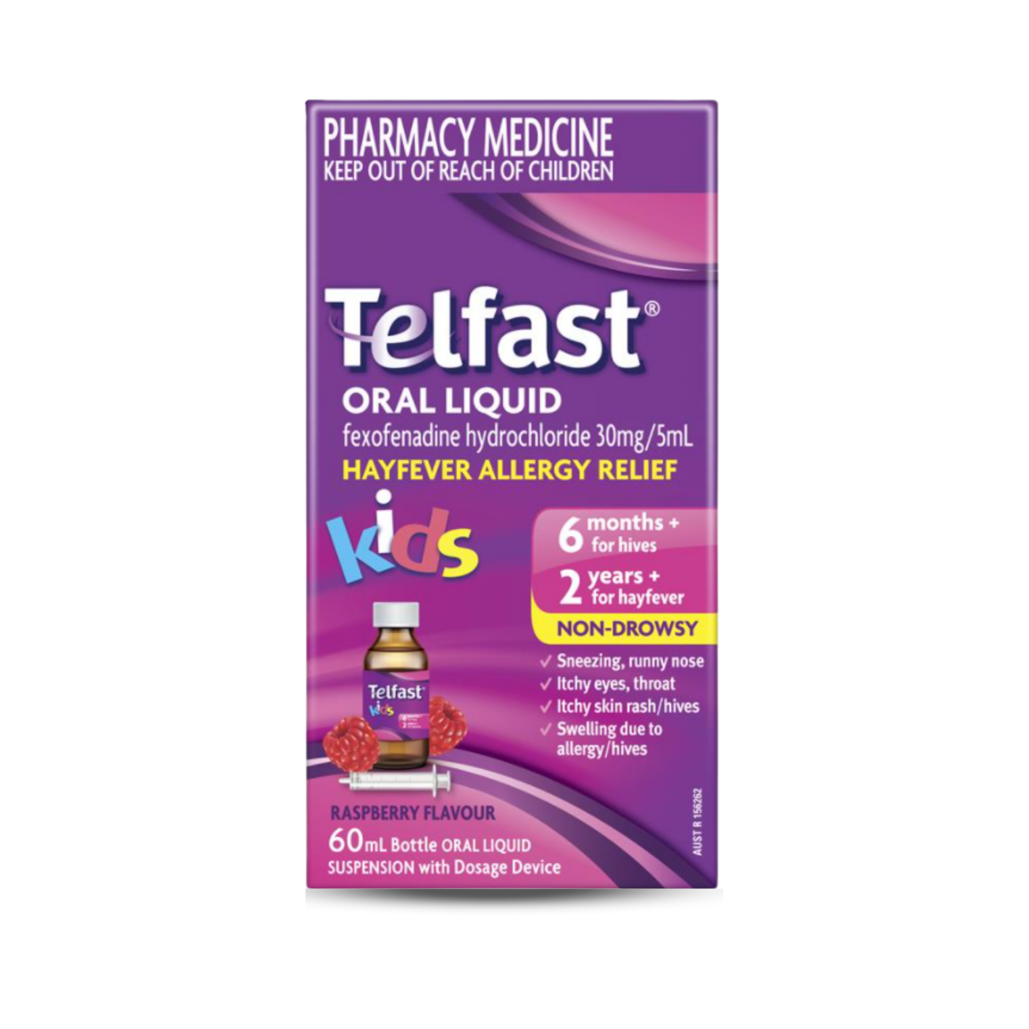Telfast Oral Liquid for Kids - Hayfever Allergy Relief - Non-Drowsy Antihistamine - 60mL
